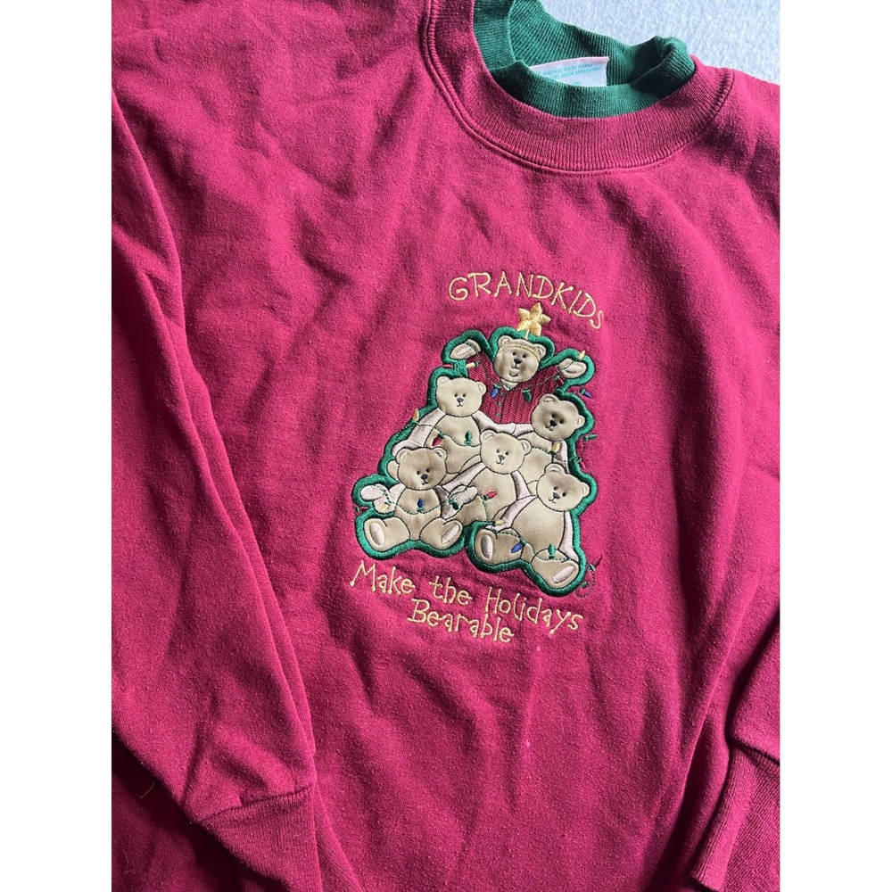 McSportswear Womens L Sweatshirt Grandkids Make Holidays Bearable Teddy Bear VTG